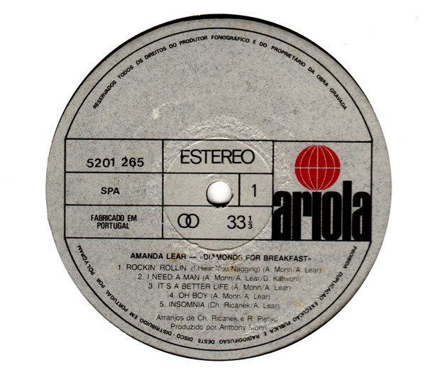 Amanda Lear - Diamonds For Breakfast | PolyGram (5201265) - 2