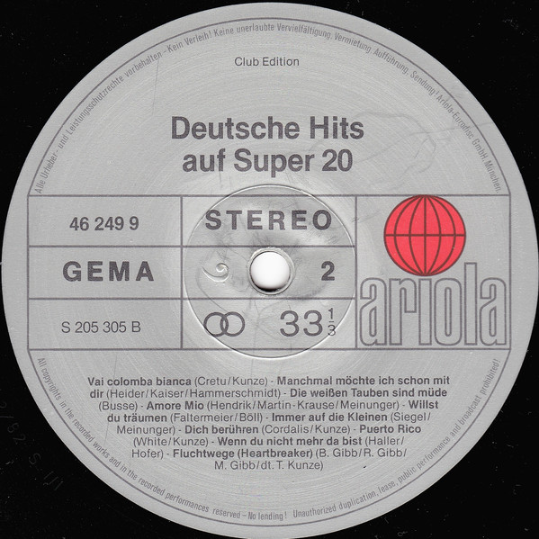 Various - Deutsche Hits Auf Super 20 | Ariola (46 249 9) - 4