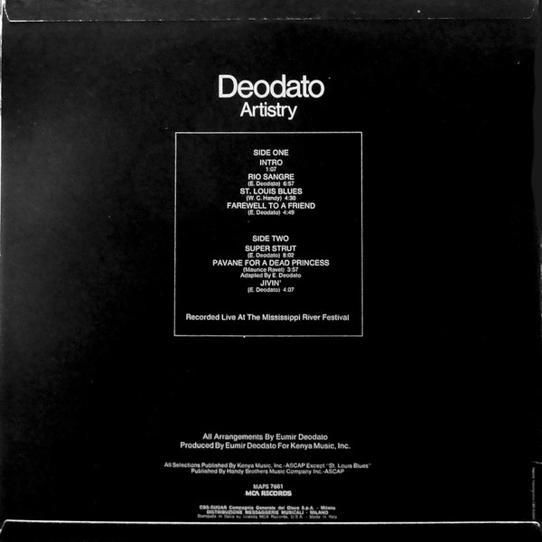 Eumir Deodato - Artistry | MCA Records (MAPS 7661) - 2