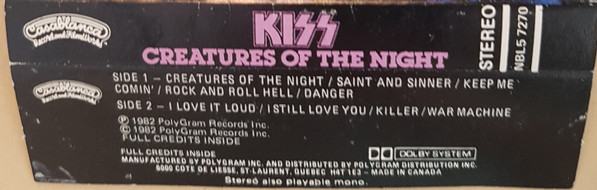 Kiss - Creatures Of The Night [Cassette] | Casablanca (NBL5 7270) - 3