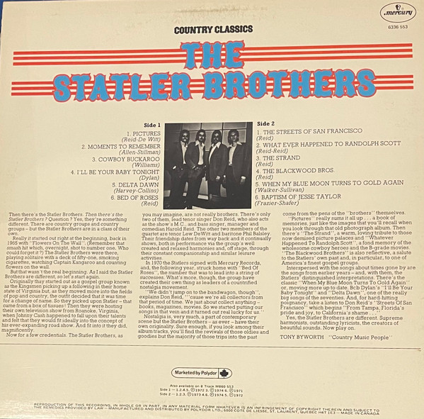 The Statler Brothers - Country Classics | Mercury (6336 553) - 2