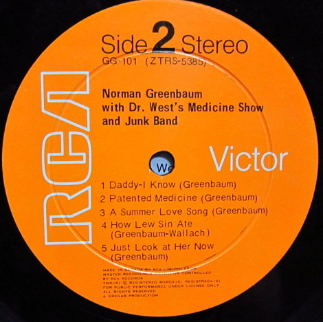 Norman Greenbaum With Dr. West's Medicine Show And Junk Band - Norman Greenbaum With Dr. West's Medicine Show And Junk Band | RCA (GG-101) - 4