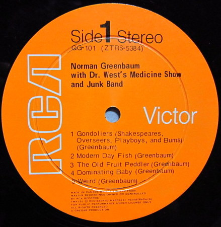 Norman Greenbaum With Dr. West's Medicine Show And Junk Band - Norman Greenbaum With Dr. West's Medicine Show And Junk Band | RCA (GG-101) - 3
