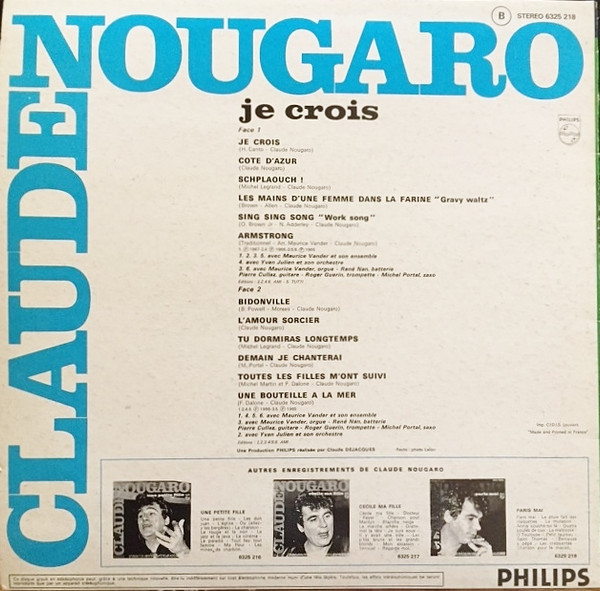 Claude Nougaro - Je Crois | Philips (6325 218) - 2 Claude Nougaro - Je Crois | Philips (6325 218) - 2
