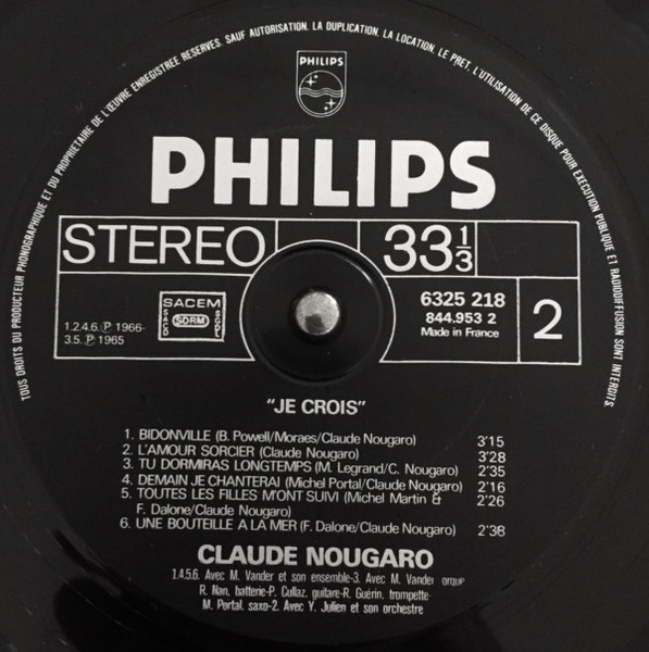 Claude Nougaro - Je Crois | Philips (6325 218) - 4 Claude Nougaro - Je Crois | Philips (6325 218) - 4