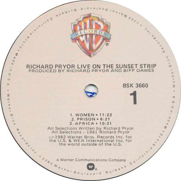 Richard Pryor - Live On The Sunset Strip | Warner Bros. Records (BSK 3660) - 3