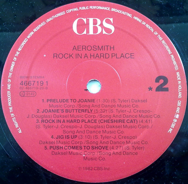 Aerosmith - Rock In A Hard Place | CBS (466719 1) - 4