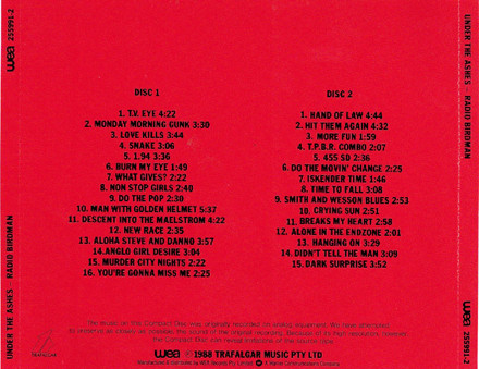 Radio Birdman - Under The Ashes CD | WEA (WEA 255991-2) - 2 Radio Birdman - Under The Ashes CD | WEA (WEA 255991-2) - 2