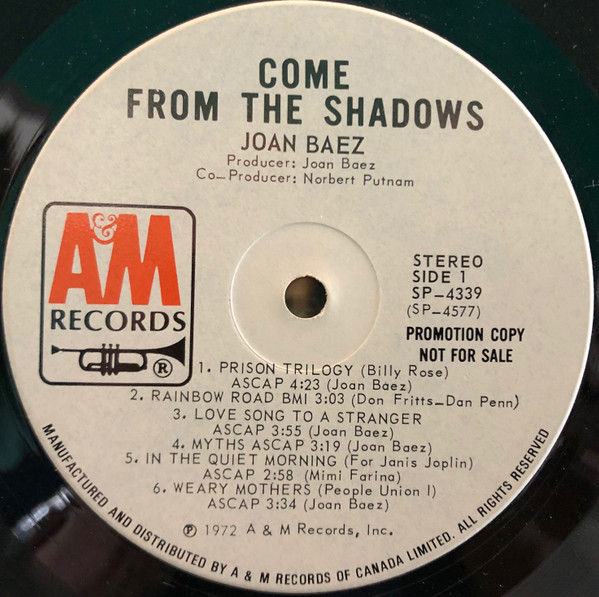 Joan Baez - Come From The Shadows | A&M Records (SP-4339) - 4 Joan Baez - Come From The Shadows | A&M Records (SP-4339) - 4