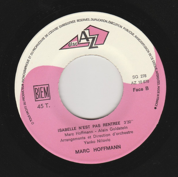 Marc Hoffmann - Cristal / Isabelle N'est Pas Rentrée (7") [Vinyl] | Disc'AZ (SG 278) - 4