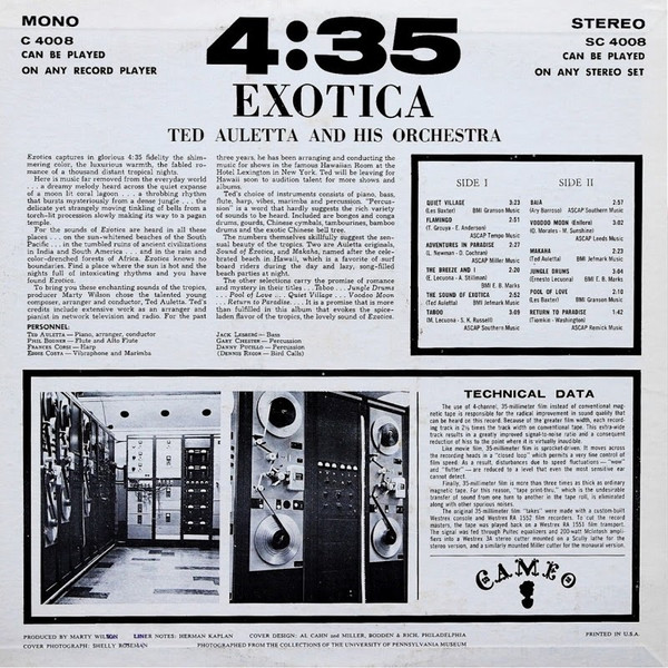 Ted Auletta And His Orchestra - Exotica | Cameo (SC 4008) - 2