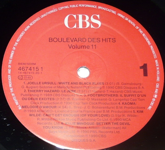 Various - Boulevard Des Hits Volume 11 | CBS (CBS 467415 1) - 3 Various - Boulevard Des Hits Volume 11 | CBS (CBS 467415 1) - 3