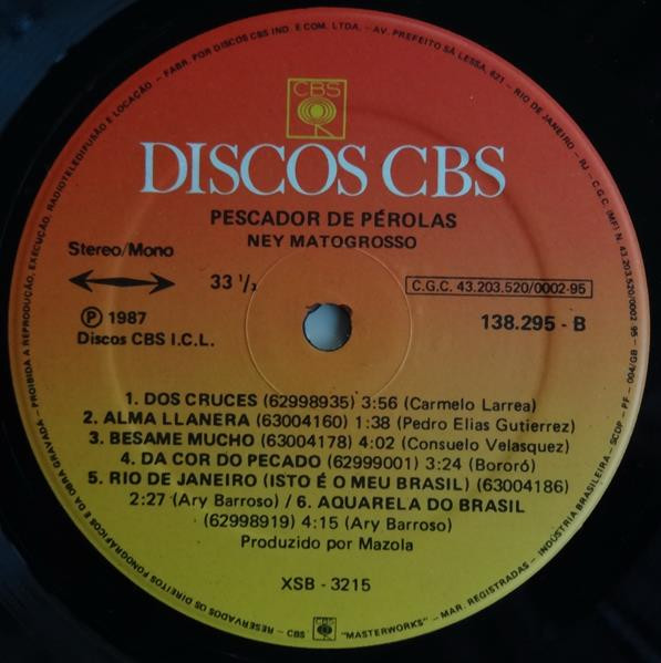 Ney Matogrosso - Pescador De Pérolas | Discos CBS (138295) - 4 Ney Matogrosso - Pescador De Pérolas | Discos CBS (138295) - 4