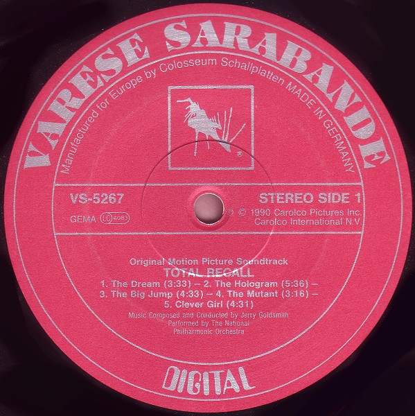 Jerry Goldsmith - Total Recall (Original Motion Picture Soundtrack) | Varèse Sarabande (VS-5267) - 3 Jerry Goldsmith - Total Recall (Original Motion Picture Soundtrack) | Varèse Sarabande (VS-5267) - 3
