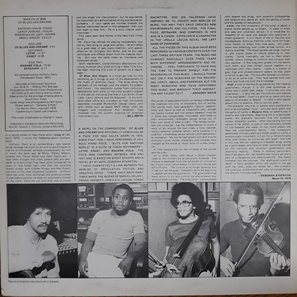 Anthony Davis - Of Blues And Dreams | Sackville Recordings (3020) - 2