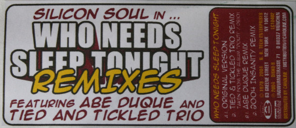 Silicon Soul - Who Needs Sleep Tonight Remixes | Disko B (none)