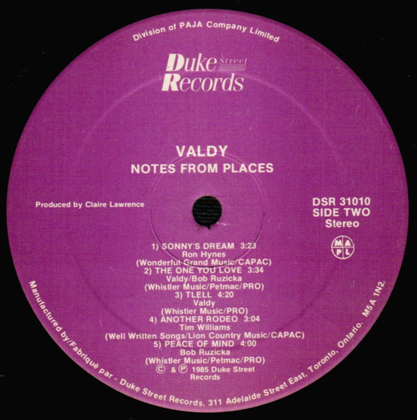 Valdy - Notes From Places | Duke Street Records (DSR4 31010) - 4 Valdy - Notes From Places | Duke Street Records (DSR4 31010) - 4
