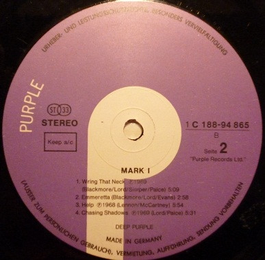 Deep Purple - Mark I & II | Purple Records (1C 188-94 865/66) - 4 Deep Purple - Mark I & II | Purple Records (1C 188-94 865/66) - 4