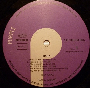 Deep Purple - Mark I & II | Purple Records (1C 188-94 865/66) - 3 Deep Purple - Mark I & II | Purple Records (1C 188-94 865/66) - 3