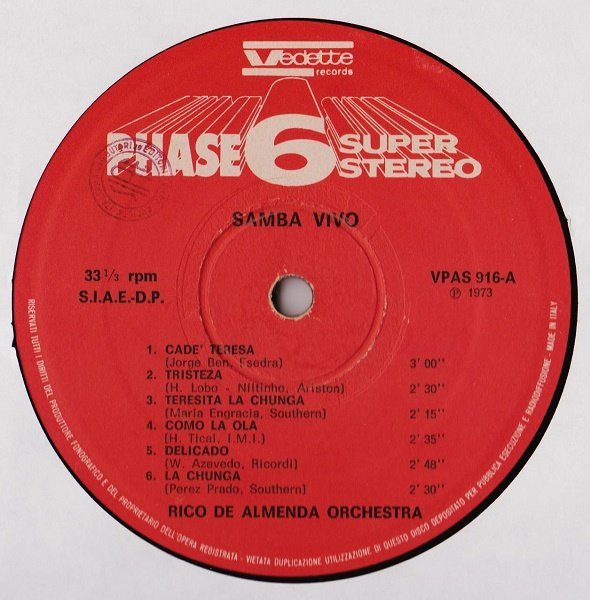 Rico De Almenda Orchestra - Samba Vivo | Phase 6 Super Stereo (VPAS 916) - 2 Rico De Almenda Orchestra - Samba Vivo | Phase 6 Super Stereo (VPAS 916) - 2