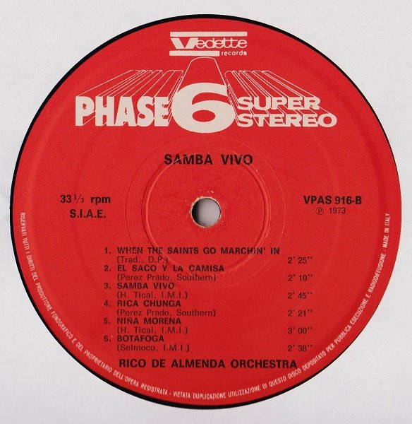 Rico De Almenda Orchestra - Samba Vivo | Phase 6 Super Stereo (VPAS 916) - 3 Rico De Almenda Orchestra - Samba Vivo | Phase 6 Super Stereo (VPAS 916) - 3