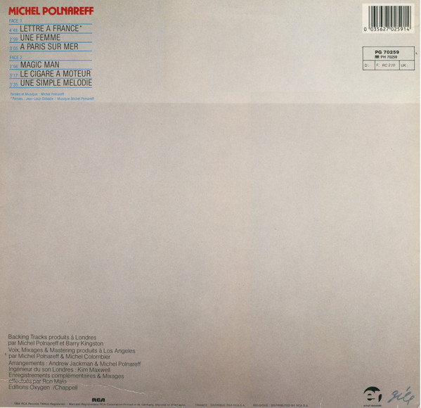 Michel Polnareff - Lettre À France | RCA (PG 70259) - 2