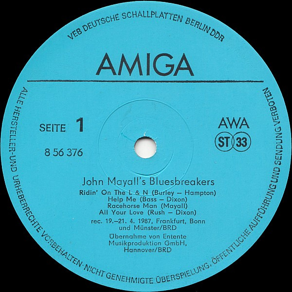 John Mayall & The Bluesbreakers - John Mayall's Bluesbreakers | AMIGA (8 56 376) - 3 John Mayall & The Bluesbreakers - John Mayall's Bluesbreakers | AMIGA (8 56 376) - 3