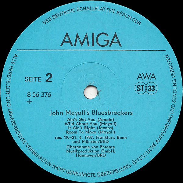 John Mayall & The Bluesbreakers - John Mayall's Bluesbreakers | AMIGA (8 56 376) - 4 John Mayall & The Bluesbreakers - John Mayall's Bluesbreakers | AMIGA (8 56 376) - 4