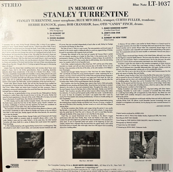 Stanley Turrentine - In Memory Of | Blue Note (1037) - 2 Stanley Turrentine - In Memory Of | Blue Note (1037) - 2