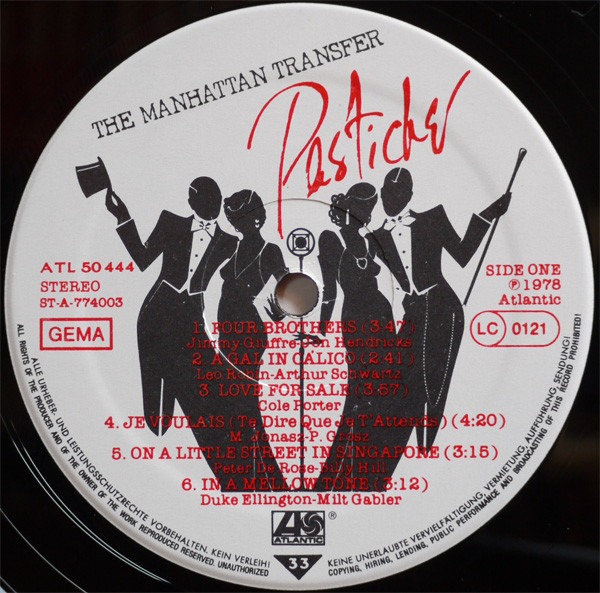 The Manhattan Transfer - Pastiche | Atlantic (ATL 50 444) - 3 The Manhattan Transfer - Pastiche | Atlantic (ATL 50 444) - 3