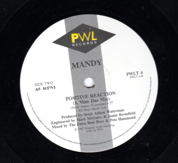Mandy Smith - Positive Reaction | PWL Records (PWLT 4) - 3