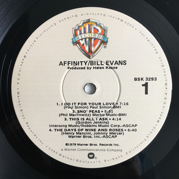 Bill Evans / Toots Thielemans - Affinity | Warner Bros. Records (BSK 3293) - 3
