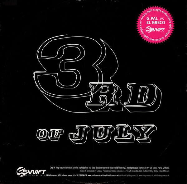 G-Pal vs. El Greco - 3rd Of July / A Prayer Beneath | Swift Records (SWIFT 010) - main