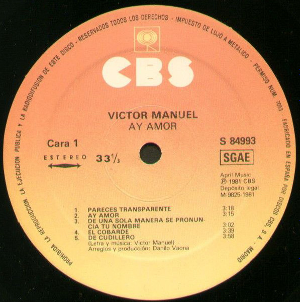 Víctor Manuel - Ay Amor | CBS (S 84993) - 3