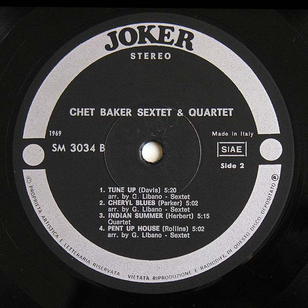Chet Baker - Sextet & Quartet | Joker (SM 3034) - 4