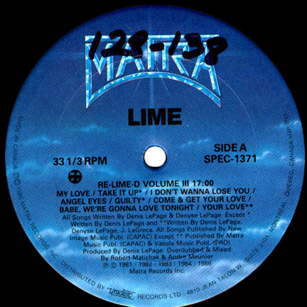 Lime - Re-Lime-D Volume III | Matra (SPEC-1371) - 2