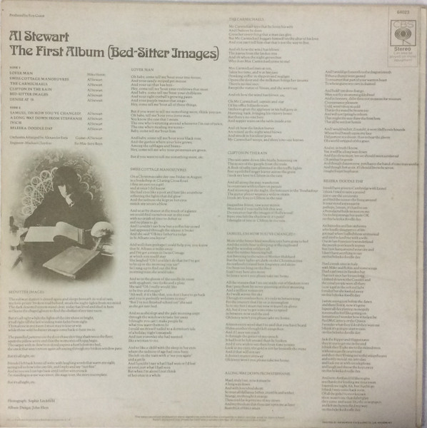 Al Stewart - The First Album (Bed-Sitter Images) | CBS (64023) - 2 Al Stewart - The First Album (Bed-Sitter Images) | CBS (64023) - 2