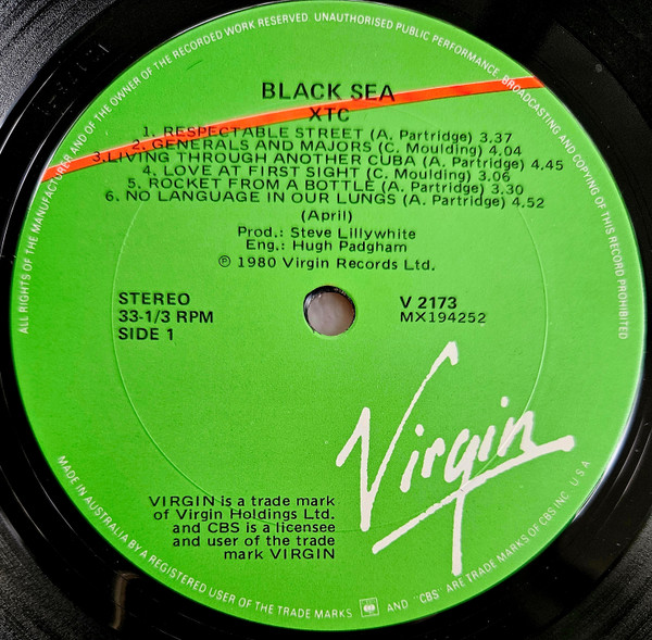 XTC - Black Sea | Virgin (V 2173) - 3