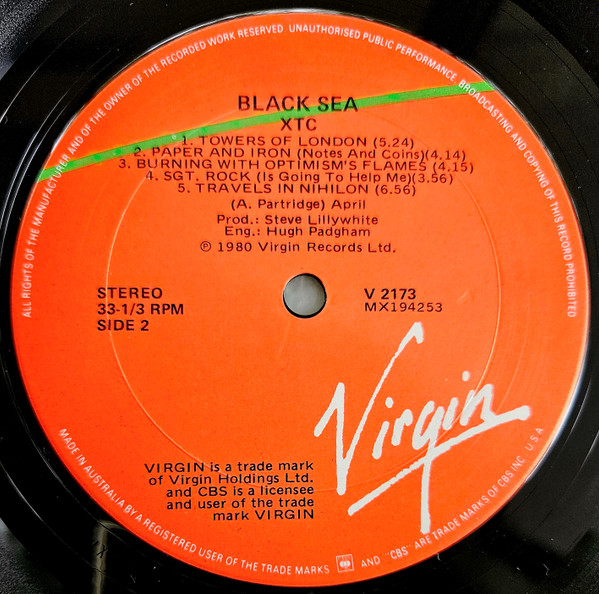 XTC - Black Sea | Virgin (V 2173) - 4