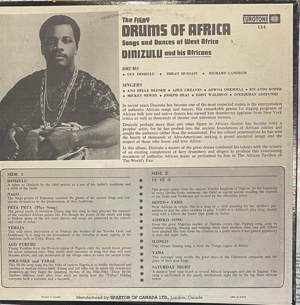 Dinizulu And His Africans - The Fiery Drums Of Africa: Songs And Dances | Eurotone (124) - 2 Dinizulu And His Africans - The Fiery Drums Of Africa: Songs And Dances | Eurotone (124) - 2