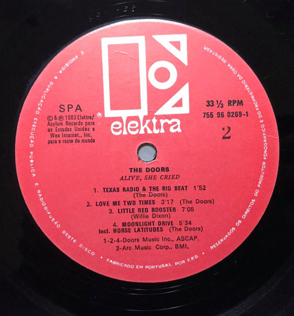 The Doors - Alive, She Cried | Elektra (755 96 0269-1) - 2
