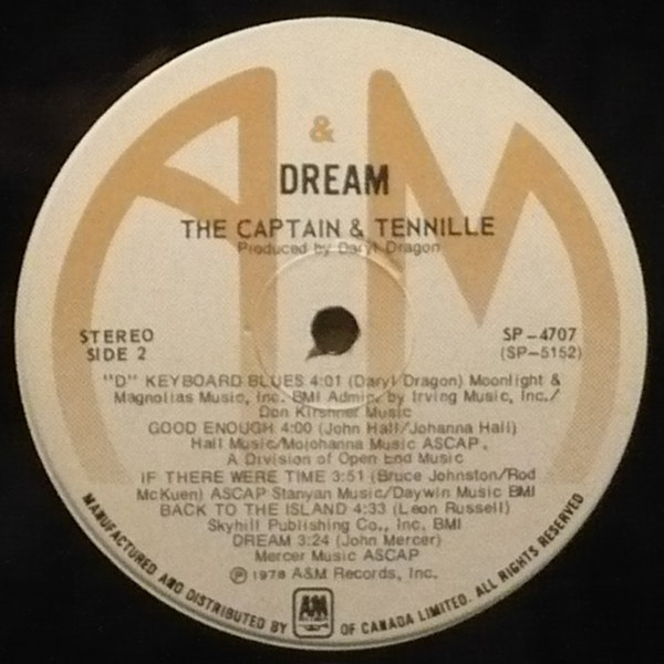 Captain And Tennille - Dream | A&M Records (SP-4707) - 2