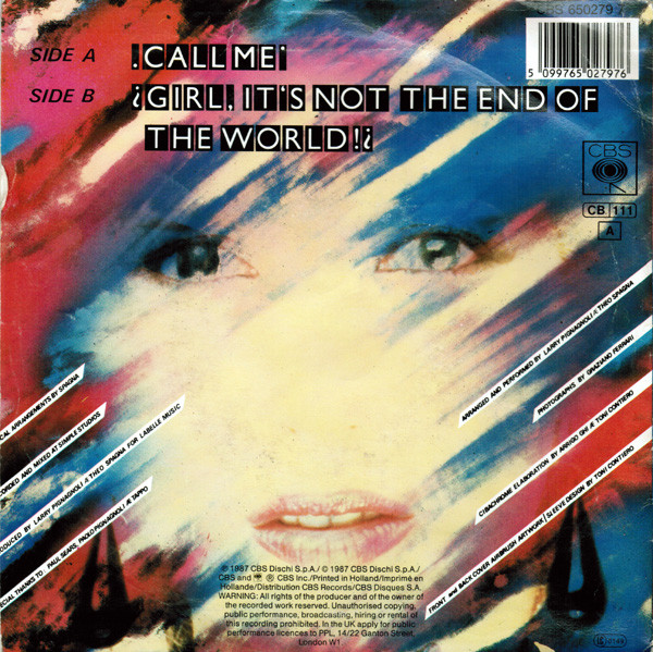 Ivana Spagna - Call Me | CBS (CBS 650279 7) - 2