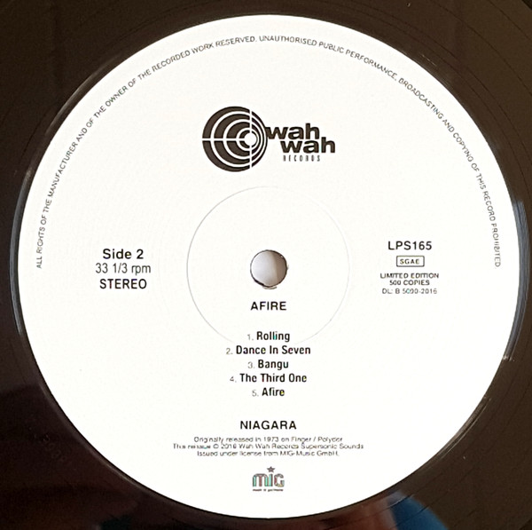 Niagara - Afire | Wah Wah Records (LPS165) - 2