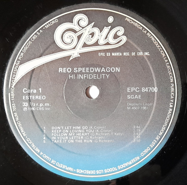 REO Speedwagon - Hi Infidelity | Epic (EPC 84700) - 4