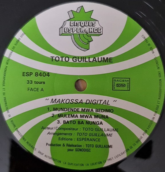 Toto Guillaume - Makossa Digital | Disques Espérance (ESP 8404) - 3