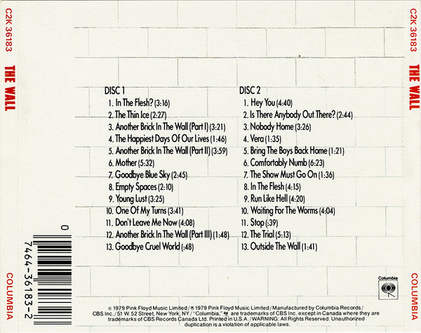 Pink Floyd - The Wall | Columbia (C2K 36183) - 2