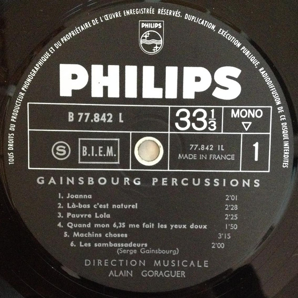 Serge Gainsbourg - Gainsbourg Percussions | Philips (B 77.842 L) - 3 Serge Gainsbourg - Gainsbourg Percussions | Philips (B 77.842 L) - 3