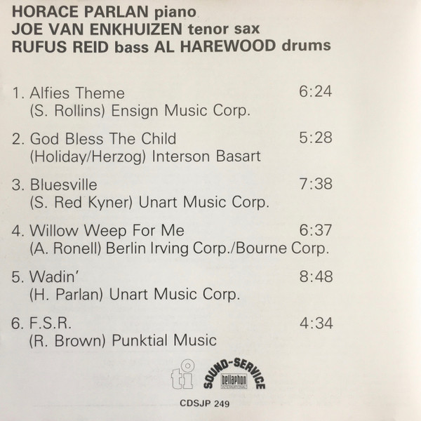 Horace Parlan , Rufus Reid , Al Harewood , Joe Van Enkhuizen - Joe Meets The Rhythm Section | Timeless Records (CDSJP 249) - 2