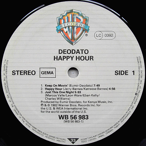 Eumir Deodato - Happy Hour | Warner Bros. Records (WB 56 983) - 3 Eumir Deodato - Happy Hour | Warner Bros. Records (WB 56 983) - 3